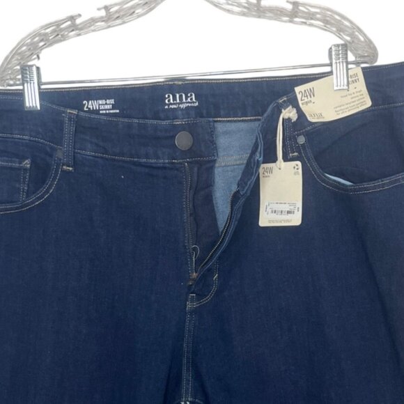 A.n.a Womens Mid-Rise Skinny Jeans Size 24W Dark Blue New Denim - Picture 5 of 12